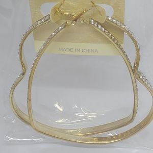 New Large Heart Hoop Rhinestone Earrings